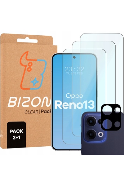 bizon 3x Sticlă securizată + sticlă pentru cameră pentru Oppo Reno13, sticlă ...