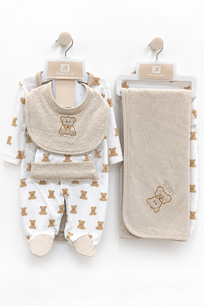 Baby Gift طقم مواليد شتوي 3 قطع - أفرول مع كوفلة وطاقية