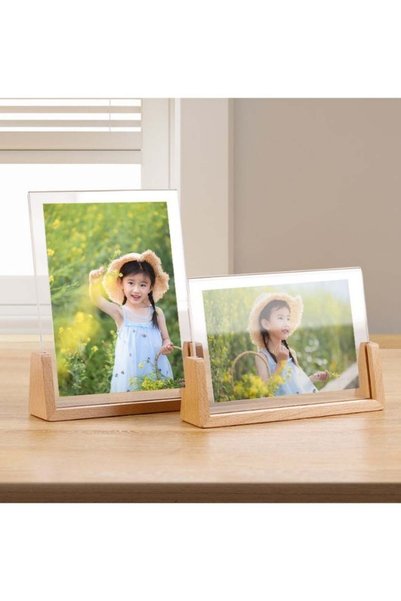 Generic Rustic Wood Picture Frame Wooden Photo Frames with Base U Shaped Doub...