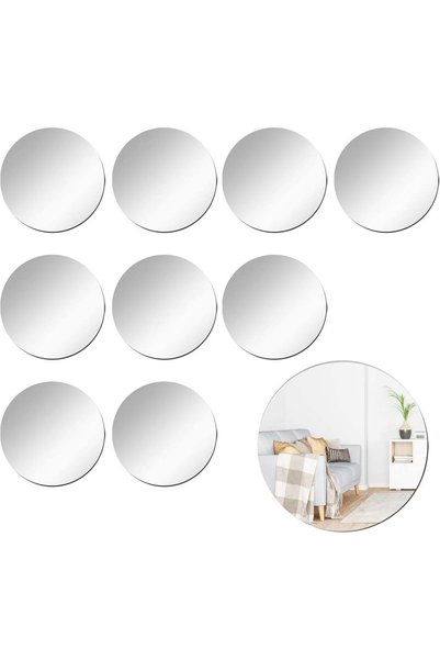 Generic 10-Pack Shatterproof Acrylic Round Mirror Sheets - Self-Adhesive Wall...