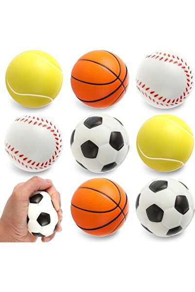 NO BRAND 8x Mingi antistres din spumă, mingi de fotbal, tenis, baschet, baseball