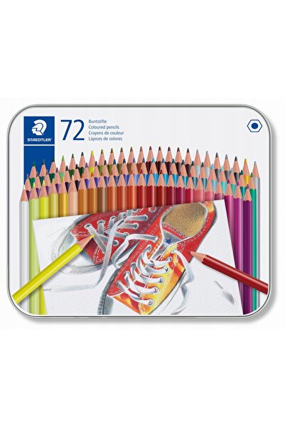 Staedtler Creioane colorate hexagonale, cutie metalică, 72 de culori
