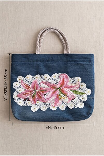 ZGNOVA Special Design Denim Bag with Handmade Floral Motifs
