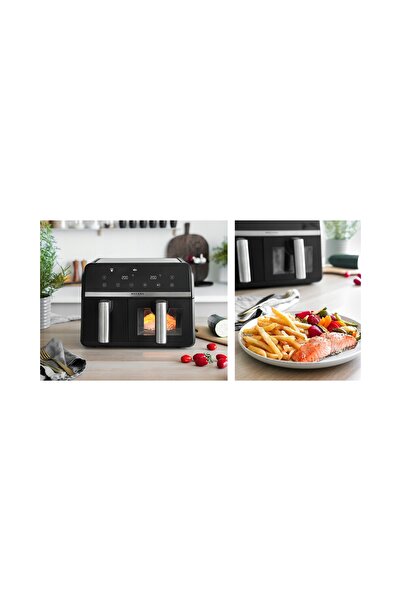 Mozano Friteuză cu aer cald dublă, 9L, fără ulei, cu două compartimente, WiFi
