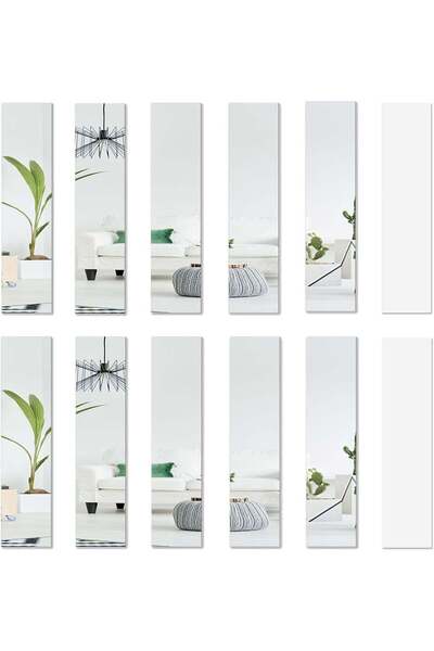 Generic ZOCONE 12-Pack Self-Adhesive Mirror Tiles, 7.87in Long Acrylic Wall S...