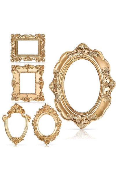 Generic 5 Pcs Vintage Resin Picture Frame Set, Antique Oval Rectangle Wall Ha...