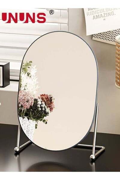Generic Table Mirror,Desktop Makeup Mirror with Silver Metal Standing 90° Rot...