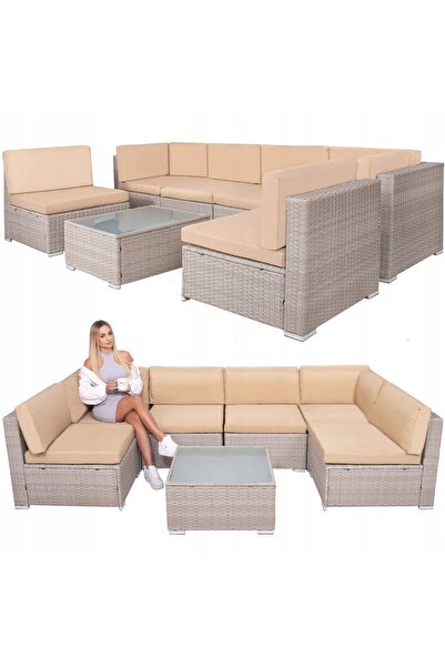 Springos Set mobilier de grădină, canapea de colț, Technorattan, mobilier mod...