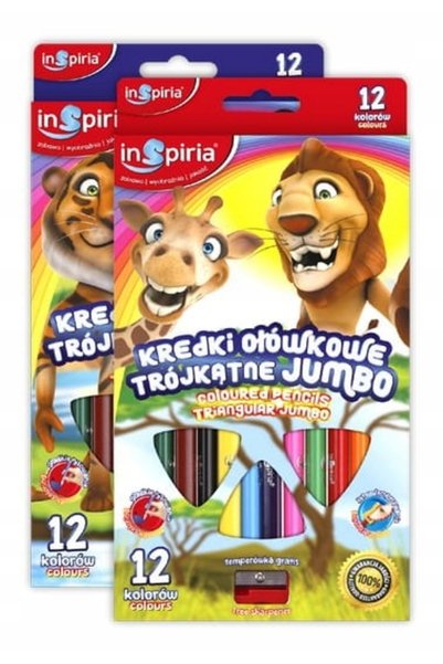 Inspiria Creioane triunghiulare Jumbo 12 culori SCHEMAT 3897