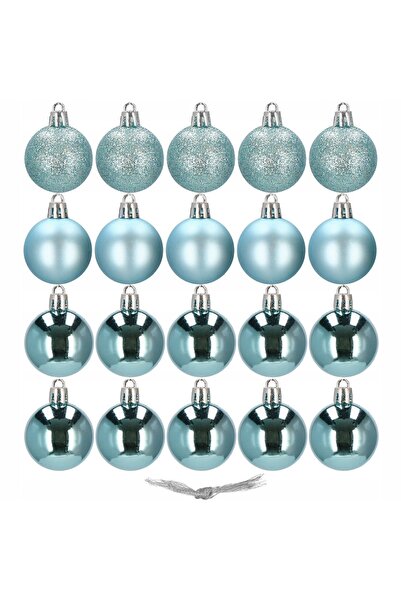 Springos Ornamente de Crăciun de 4cm, incasabile, cu design albastru