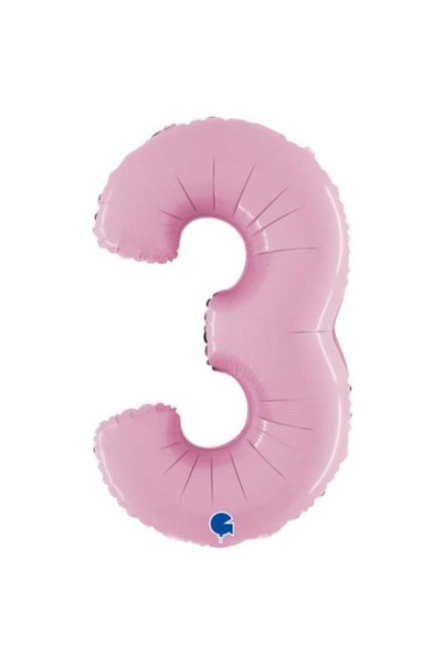 grabo Balon FOLIOWY numărul 3 roz pastel ECONOMIC