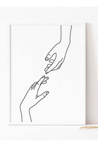 Generic Hands Line Art Poster With Frame White/Black
