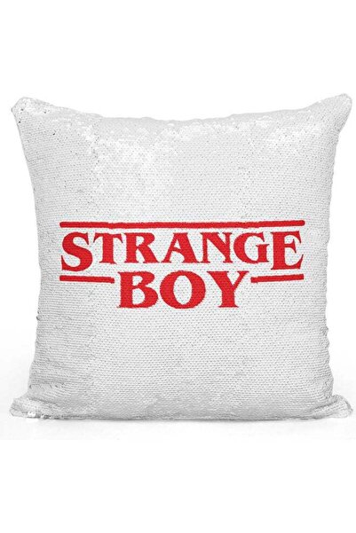 Generic Strange Boy Printed Sequin Decorative Throw Pillow White/Red/Silver 4...