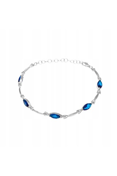 NO BRAND Brățară cu zirconiu safir în formă de lacrimă, din argint