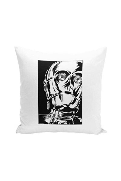 Generic Cute Robot Printed Throw Pillow White/Black 16x16inch
