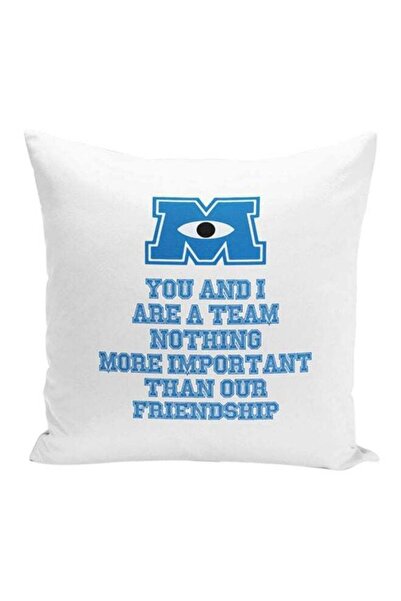 Generic Quote Movie Monsters Inc Throw Pillow With Stuffing White/Blue 16x16inch