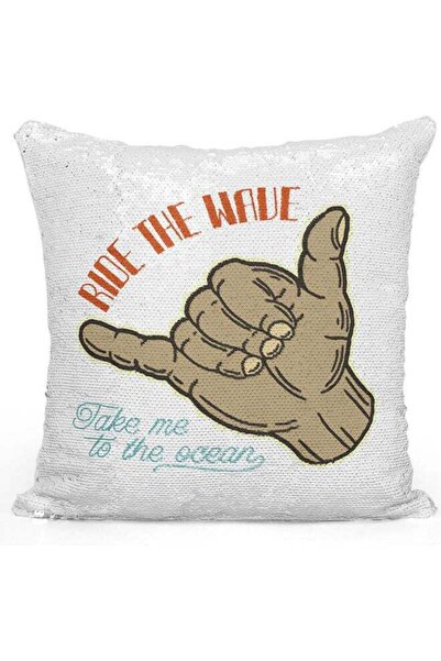 Generic Ride The Wave Sequin Decorative Throw Pillow White/Silver/Brown 40x40cm