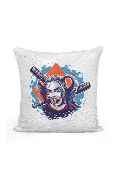 Generic Quotes Printed Sequined Throw Pillow Silver/White/Purple 16x16inch