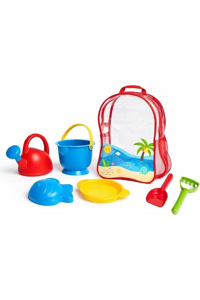 hapeed Hape Beach Toy Backpack - Beach Set with Bucket, Shovel, Rake, Sieve, ...