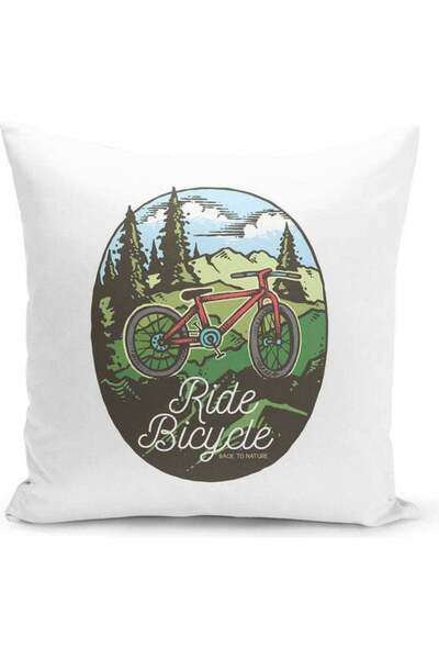 Generic Ride Bicycle Design Themed Decorative Throw Pillow White/Silver/Green...