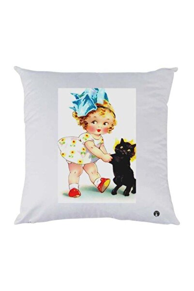 Generic Cartoon Printed Throw Pillow White/Blue/Black 30x30cm