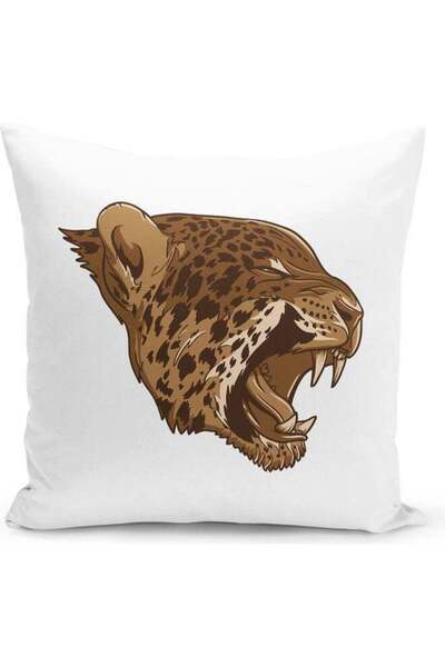 Generic Leapord Face Design Decorative Pillow White/Brown