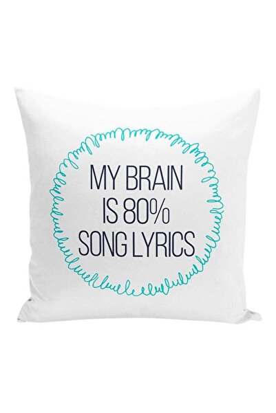 Generic My Brain Is 80% Song Lyrics Decorative Pillow White/Blue 16x16inch