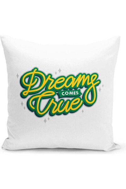 Generic Dreams Come True Themed Decorative Throw Pillow White/Green/Yellow 40...