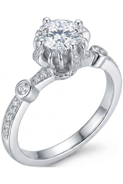 NO BRAND Inel elegant din argint, mărimea 11, cu diamant mare tăietură brilia...