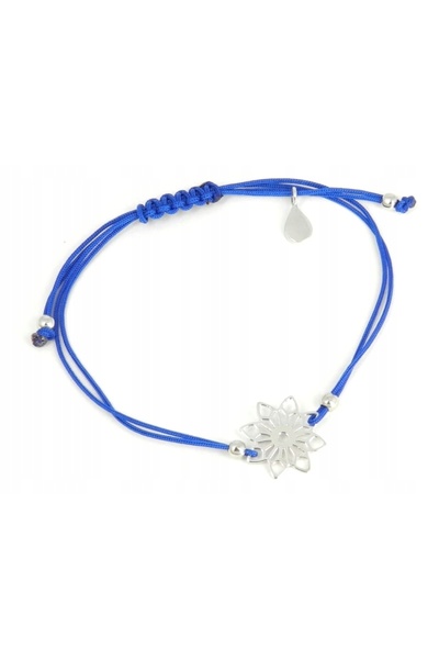 NO BRAND Brățară șnur cu floare albastră