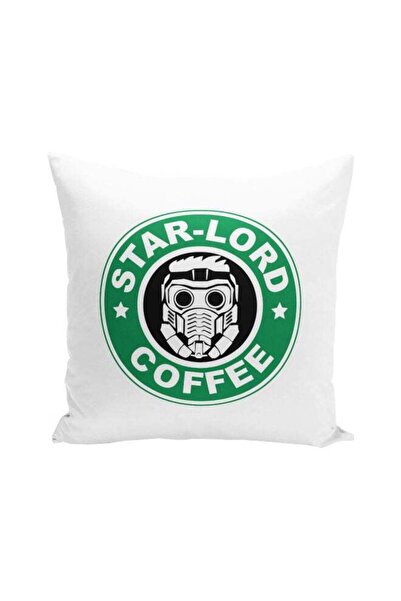 Generic Star Lord Coffee Printed Decorative Pillow White/Green/Black 16x16inch