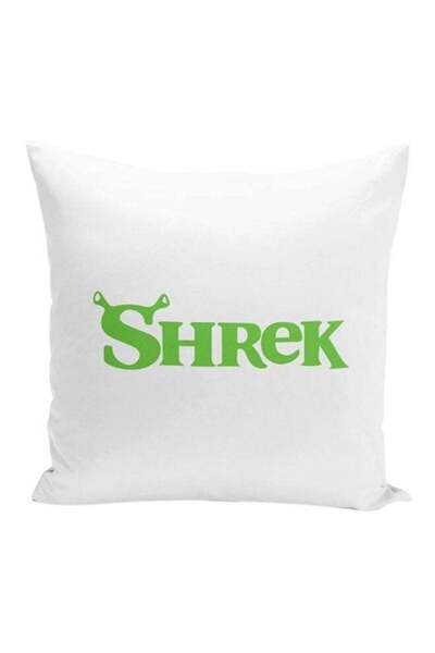 Generic Shrek Logo Type Throw Pillow With Stuffing White/Green 16x16inch