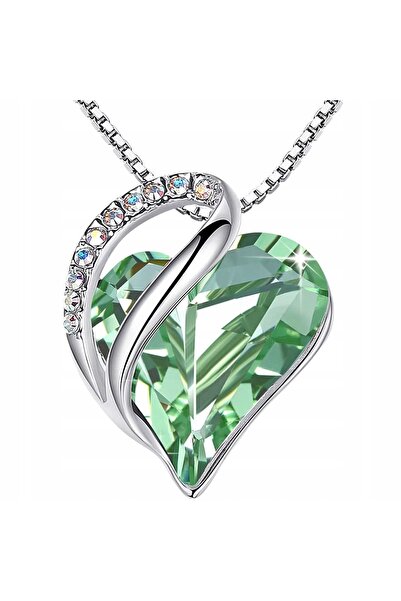 NO BRAND Colier inimă argintiu cu piatră prețioasă Peridot Moissanite din oțe...