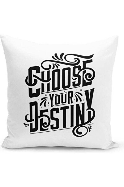 Generic Choose Your Destiny Quote Decorative Pillow White/Black