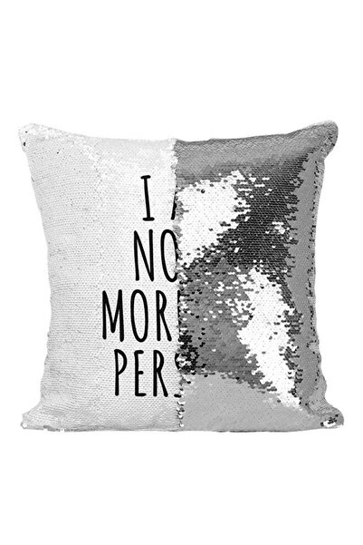 Generic I Am Not A Morning Person Sequined Throw Pillow Silver/White/Black 16...