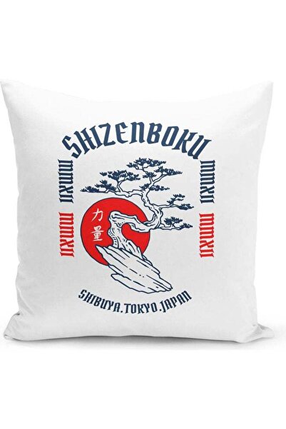 Generic Shizenboku Themed Decorative Throw Pillow White/Red/Blue 40x40cm