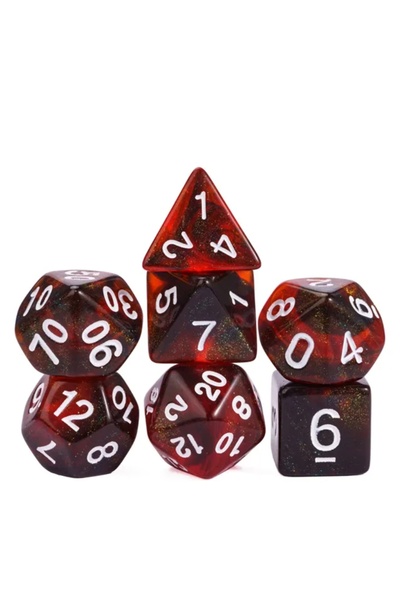 NO BRAND Set de 7 zaruri cu imprimeu roșu, negru, alb D4-20 K20 RPG D&D MTG BG3