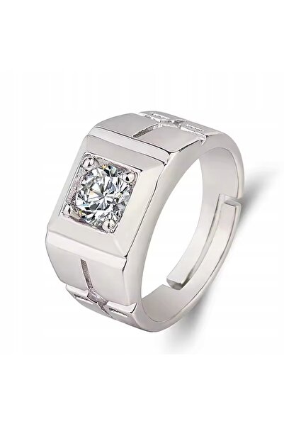 NO BRAND Inel tip sigiliu din oțel inoxidabil, argintiu, cu diamant, mărime r...