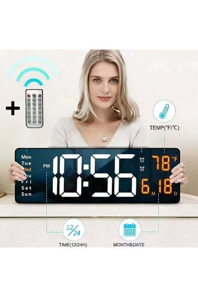 Generic 6626 Digital Wall Clock, LED Electronic Clock with Remote Control, Au...