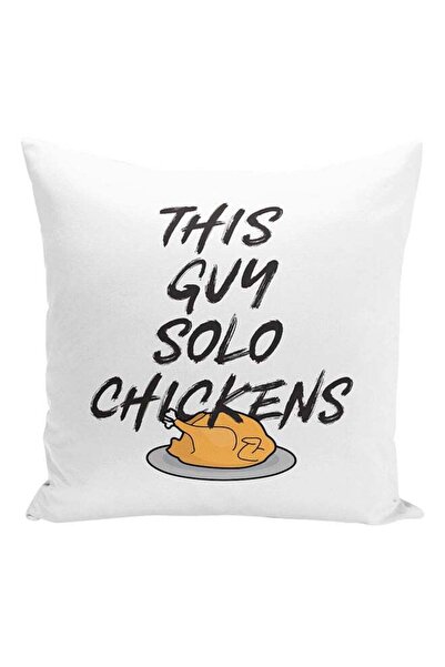 Generic This Guy Solo Chicken Printed Cushion White/Yellow/Black/ 16x16inch
