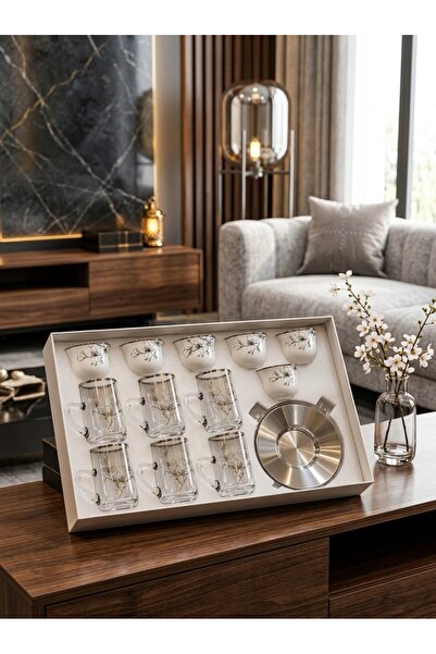 Generic Glass Tea Cups and Coffee Mugs with Saucers Set Elegant Design Serving Cups for High-End Dining Experiences
