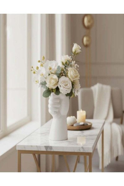 Generic AKDC Creative Hand-Shaped Ceramic Decorative Vase – Elegant White Art...