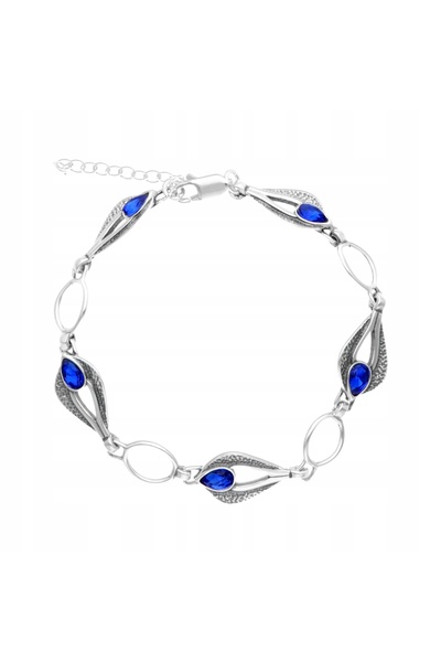 NO BRAND Brățară de argint cu zirconiu safir |   argint 925 |   Oxidat, Cadou