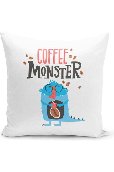 Generic Coffee Monster Printed Decorative Pillow Multicolour