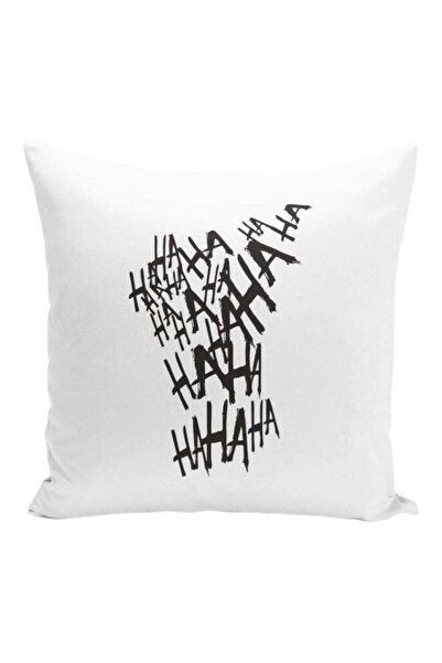 Generic Hahaha Printed Decorative Pillow White/Black 16x16inch