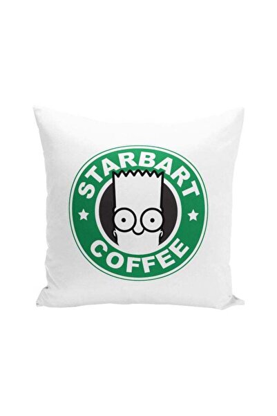 Generic Starbart Coffee Printed Decorative Pillow White/Green/Black 16x16inch