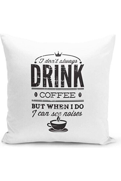Generic Always Drink Coffee Decorative Throw Pillow White/Black
