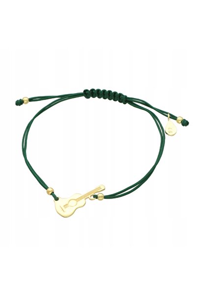 NO BRAND Brățară șnur chitară verde argintiu placat cu aur