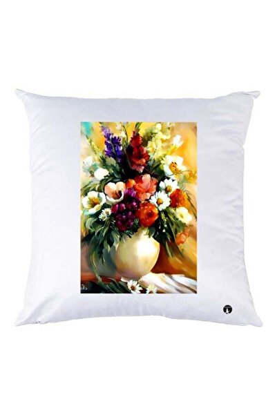 Generic Floral Printed Decorative Throw Pillow White/Purple/Red