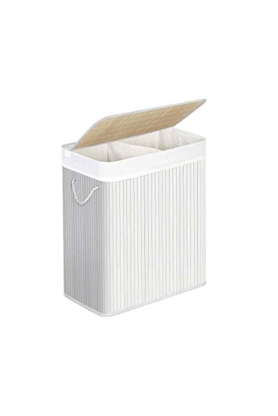 SONGMICS Coș de rufe, Songmics, 100L, Alb, LCB64WT, 51 x 31 x 60 cm